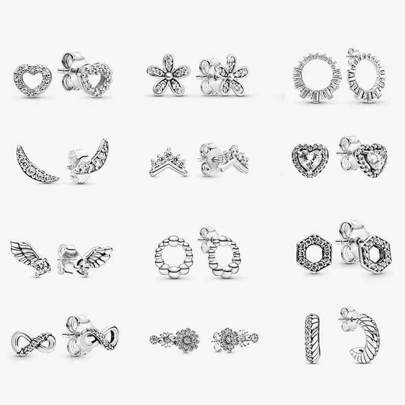 

LR Pan-Style 925 Silver Earrings White Gold Ring Earrings Christmas Wings Earrings Female Flowers Women Jewelry 925 Silver Earr