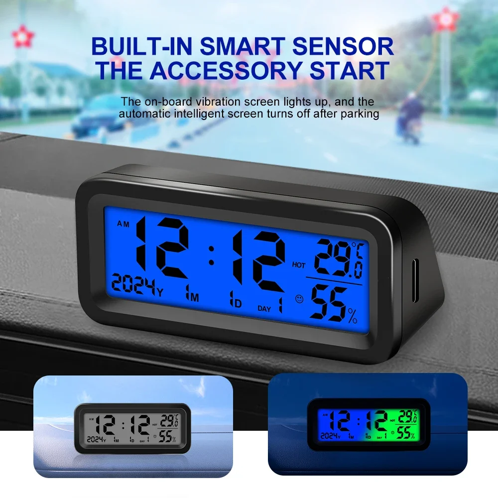 Car Dashboard Thermometer LED Display Electronic Clock