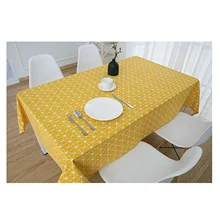 

Cotton Tablecloths, Waterproof Table Covers Geometric Yellow Dining Table Coffee Table Deco