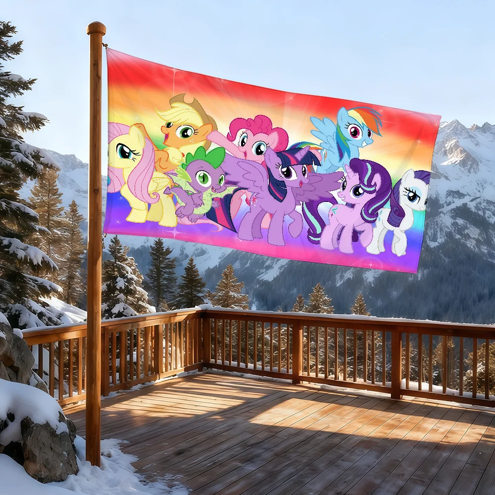 M-My L-Little P-Pony-ES Cartoon-Flagge für Zimmer, Wohnheim, Camping, Picknick, Kunststil, Garage, Bar, Wanddekoration, Banner – Detail 17