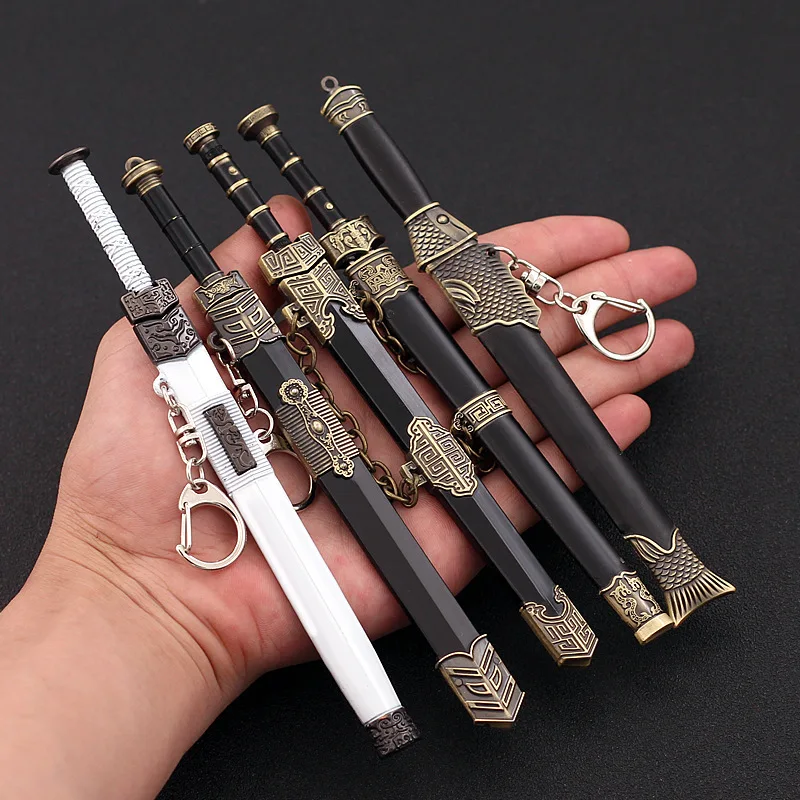 22CM/12CM Letter Opener Sword Chinese Ancient Han Dynasty Sword Alloy Weapon Pendant Weapon Model Role playing mail opener sword keychain