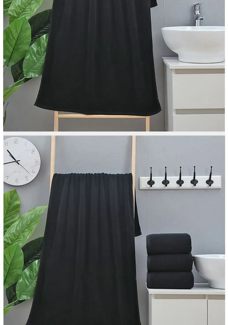Description Picture 5 of itemSolid Color Home Hotel Bath Towels Bath Shower Cotton Bathroom Cloth Towels SPA Club Sauna Beauty Salon Hand Towel Black
