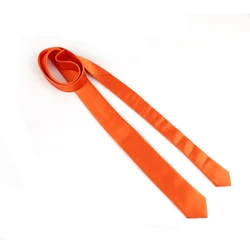 Solid Color Slim Polyester Necktie - Unisex Formal Fashion Accessory (Orange)