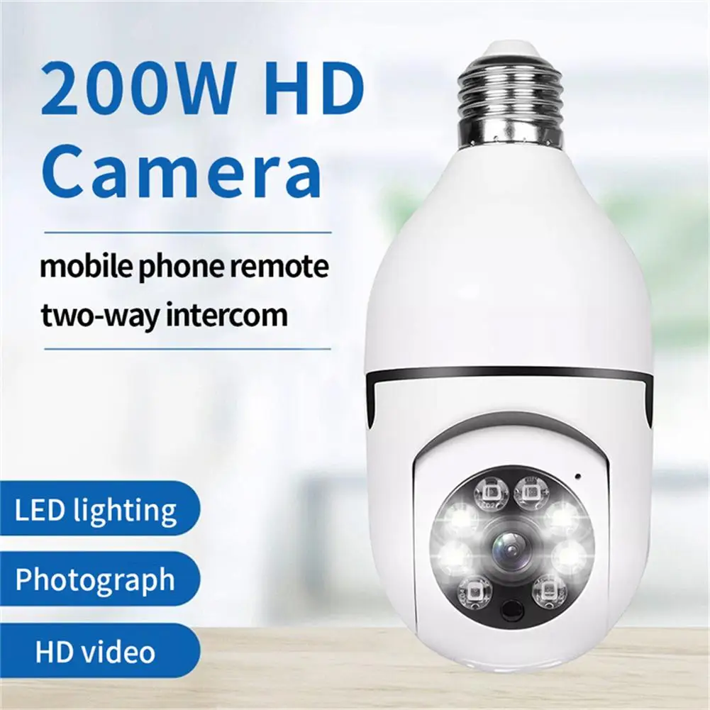 E27 Light Bulb Security Camera 4X Digital Zoom Wifi Outdoor Indoor Two-way Voice Intercom Light Bulb Camera Motion Detection