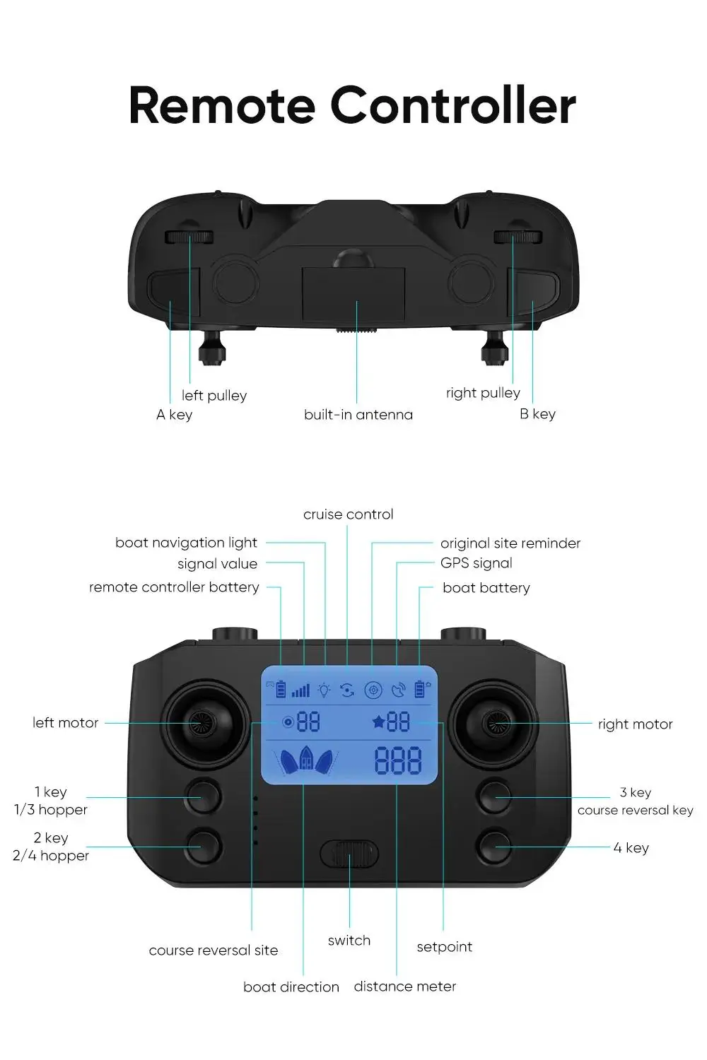 Description Picture 5 of item600m 4 Bait Containers Fishing Bait Boat with GPS Night Light  2KG Loading Support Automatic Cruise/Return/ Route Correction
