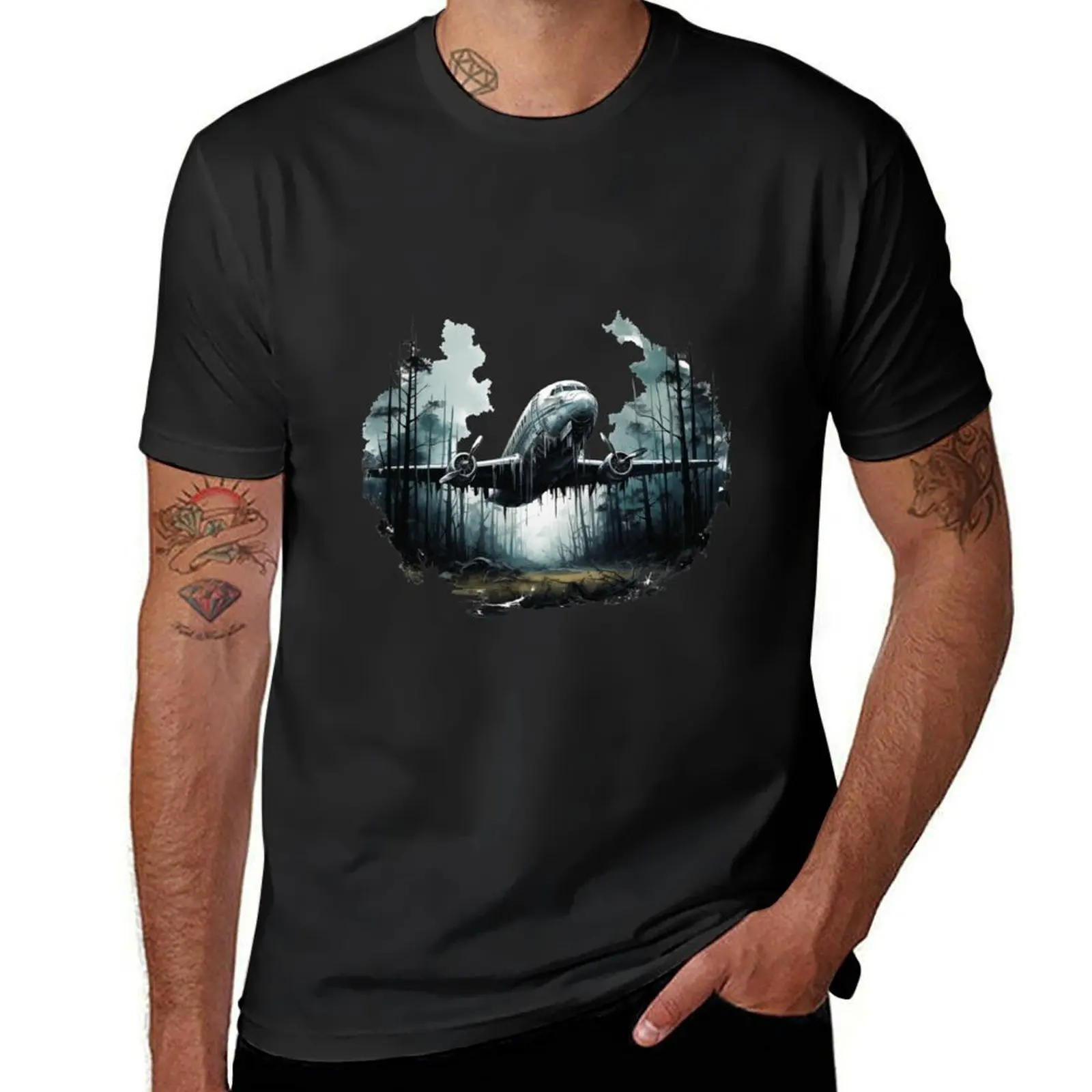 Airplane in the woods T-Shirt aesthetic clothes sweat customs design your own mens white t shirts