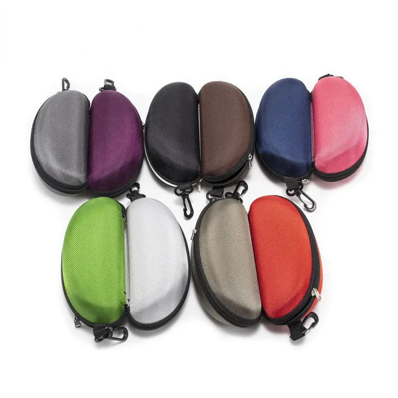 Glasses Case Portable Oxford Cloth Hard EVA Zippered with Carabiner