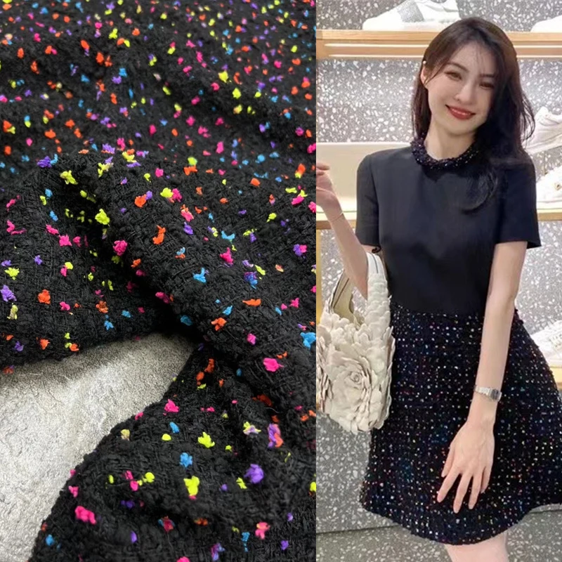 

Модный брендовый V-образный домашний черный цвет низ тканая Шерсть смешанная классическая ткань для пальто благородный жилет шитье вручную DIV парчовое тканевое платье