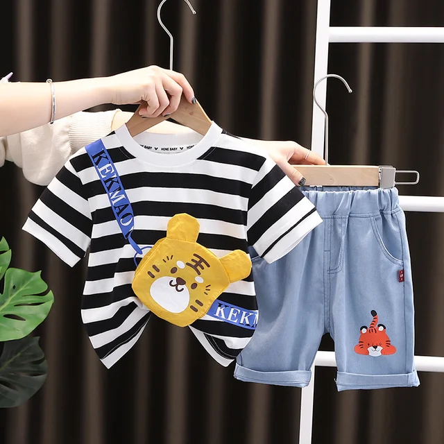 New Summer Baby Clothes Suit Children Fashion Boys Girls Cartoon T-Shirt Shorts 2Pcs/set Toddler Casual Clothing Kids Tracksuits Black