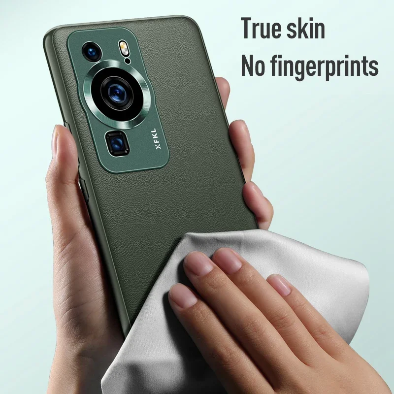 Luxury Leather and Silicone Protective Phone Case with Metal Lens Shield