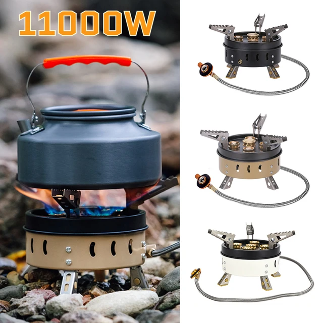 Fornello da campeggio a Gas da esterno da 11000W fornello a Gas portatile  antivento ultraleggero forte 5 fornello turistico con testa a spruzzo per  escursioni in campeggio - AliExpress