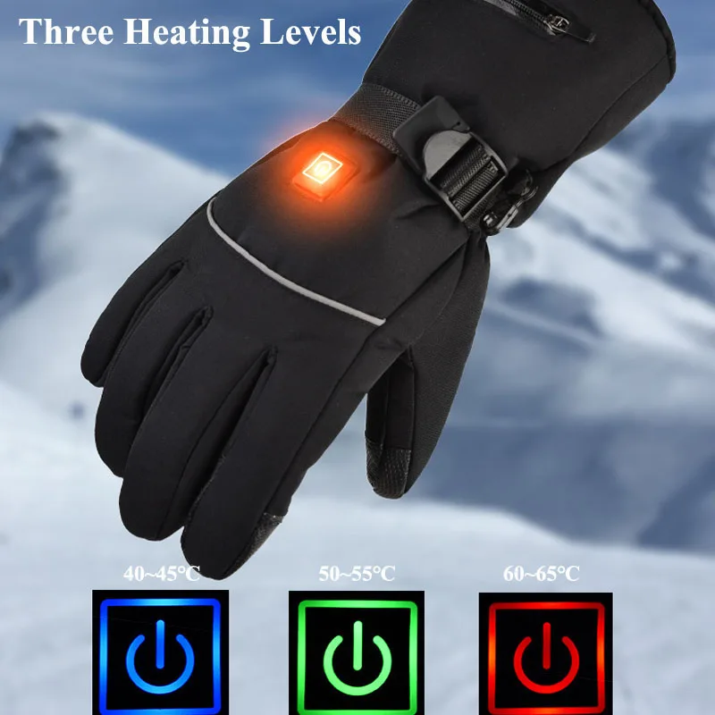 Winter Velour Heating Hand Warmer Heater Outdoor Sports Hunting Hiking Skiing Ski Heated Gloves Rechargeable Lithium Battery