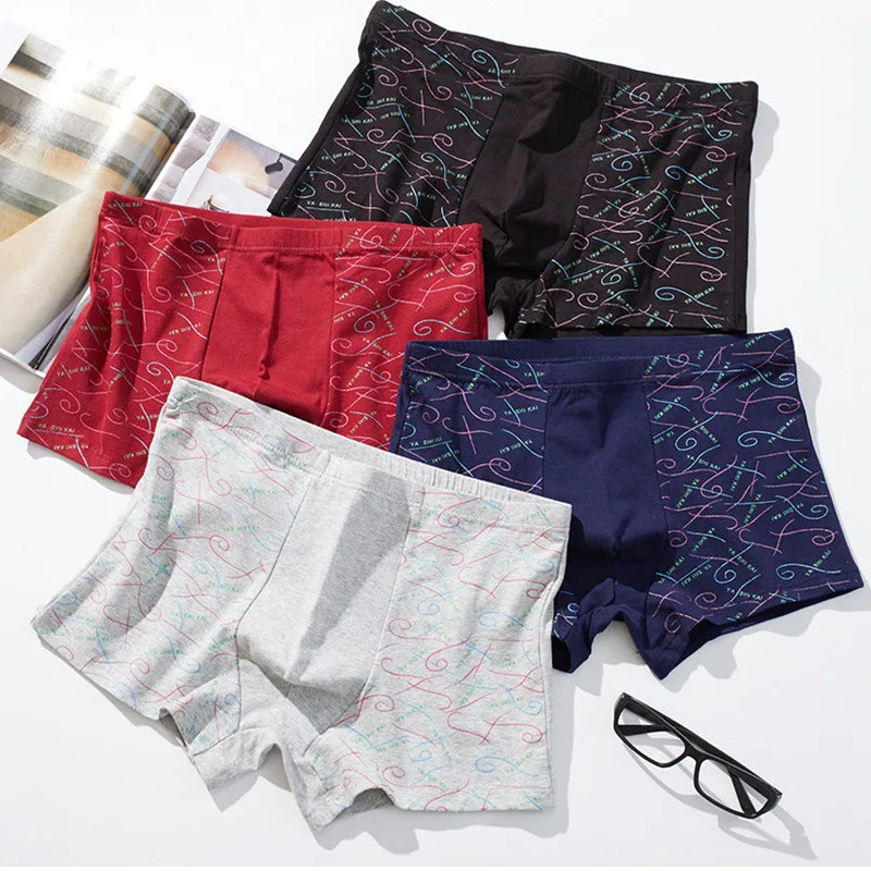 

Men's Cotton Panties Printed Mid Waist Boxer