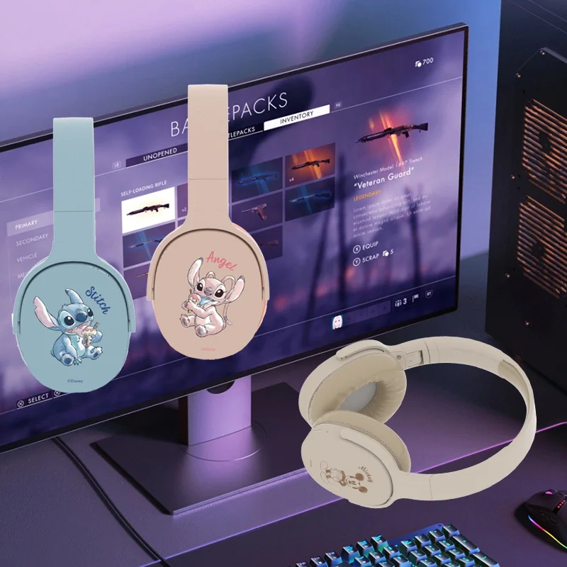P2961 Disney Stitch Bluetooth Headphones HiFi Stereo Over-ear Earphone Bluetooth Headset Gamer Sports TF/AUX Music Player 6