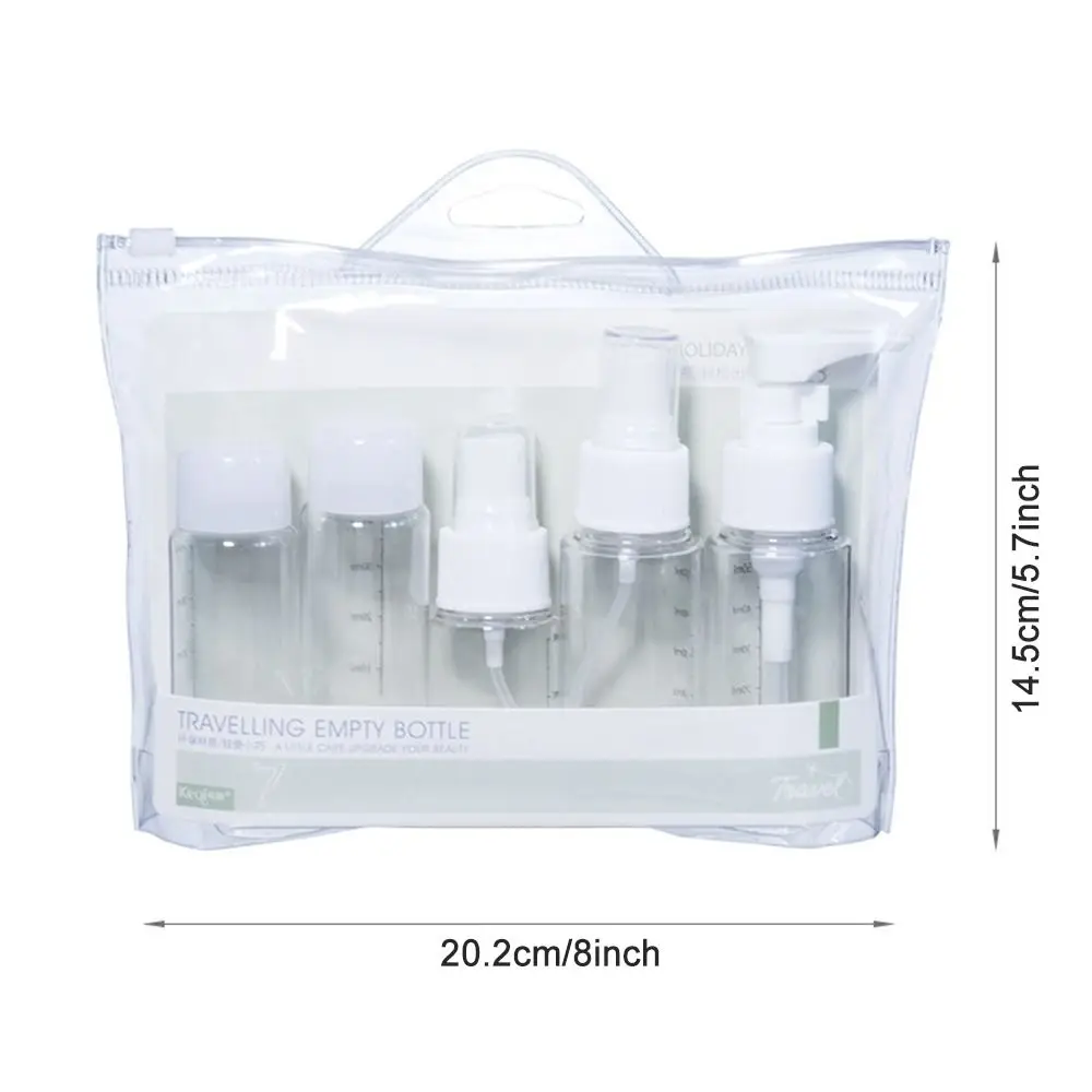 7Pcs with Storage Bag Refillable Bottle Set Face Cream Sub-Bottle Makeup Bottles Kit Shower Gel with Scale Cosmetic Container