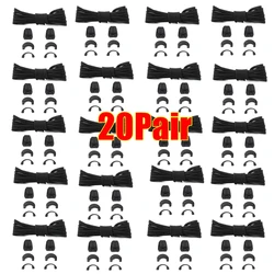 Premium No - Tie Round Shoelaces for Adults and Kids - Black & White Running Sneakers Accessories (Black - 20Pair)