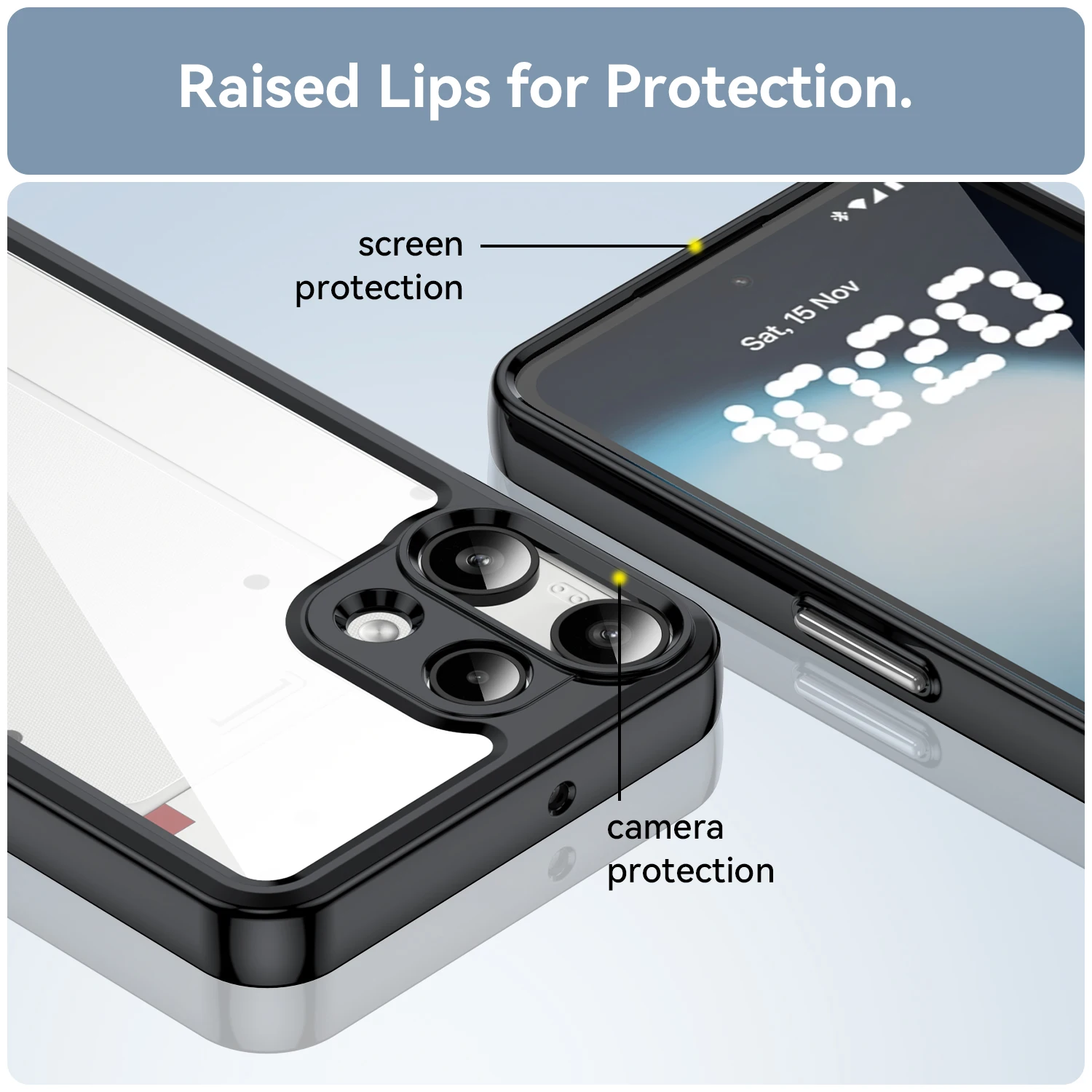 Transparent Hard PC Case with Candy Color Frame and TPU Shockproof Bumper