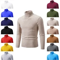 Men's High Collar Knitwear Pure Color Autumn Winter Fashion Casual Base Layer Sweater Young Men's Line Shirt Warm Top