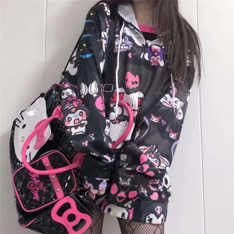 Spring Autumn Thin Harajuku Sweatshirt Japan Kawaii Hoodie Pocket Casual Pullover Tops Kawaii Hoodie Women Cute Kpop Streetwears