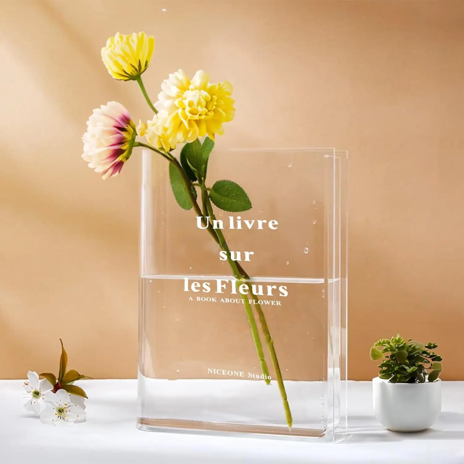 

Nordic Modern Book Vase Acrylic Vase INS Flower Transparent Flowers Home Decoration Dining Table Bookshelf Desktop Ornament Gift