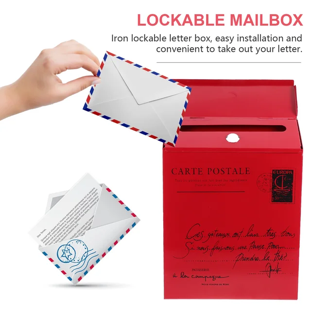 Adományozó Doboz Zár Dekoratív Levelek Panasza Piros Postafiók Iroda Üzleti Csomag Csepp Slot Vintage - Image 2