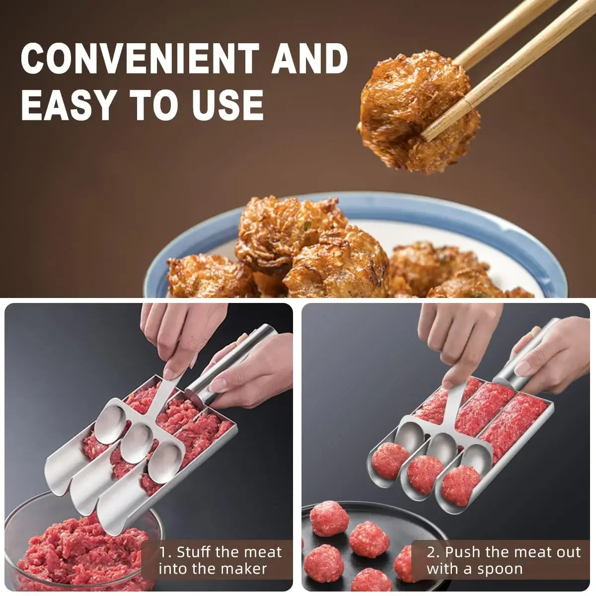 Meatball Maker Easy clean Non-Stick Meatball Maker Set Manual Meatball Press Spoon for Fish Beaf Rice Ball Making Device Kitchen Tool Gadgets