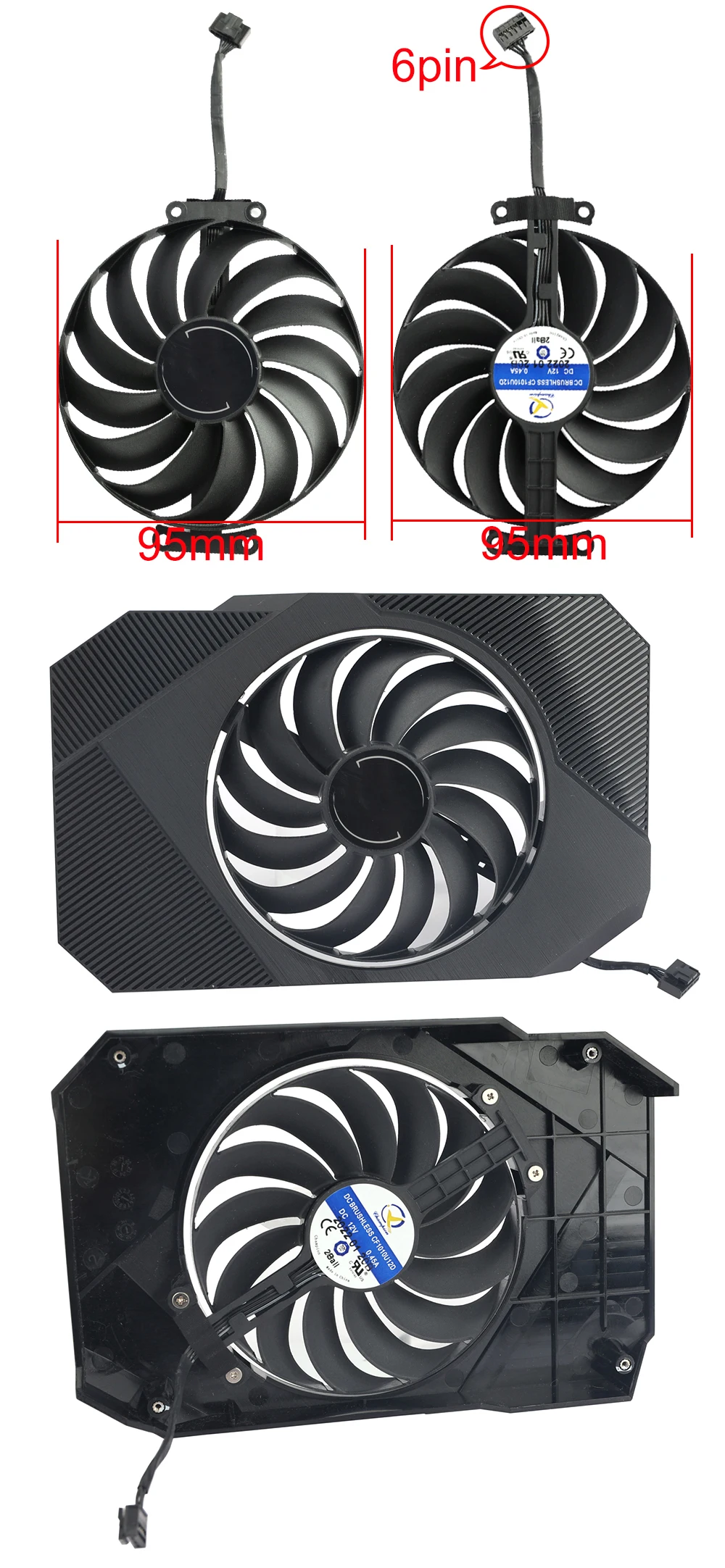3060 3050, placa de vídeo CF1010U12D, 6Pin, RTX3060, RTX3050, 95mm