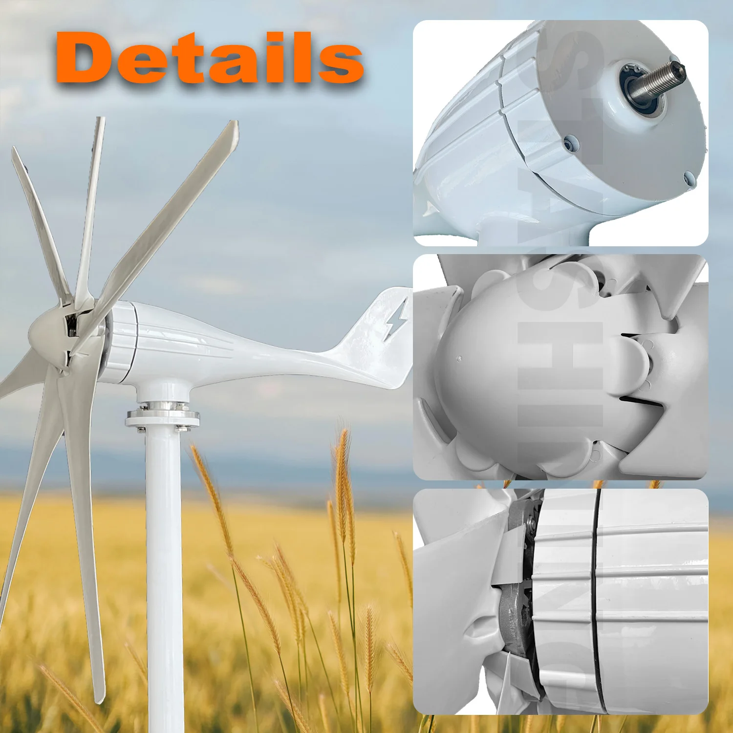 【Hoger-Output�� Horizontale Windturbinegenerator 3000W Windmolen Met Mppt Oplader/Hybride Windenergiesysteem, Thuisgebruik 6 Bladen