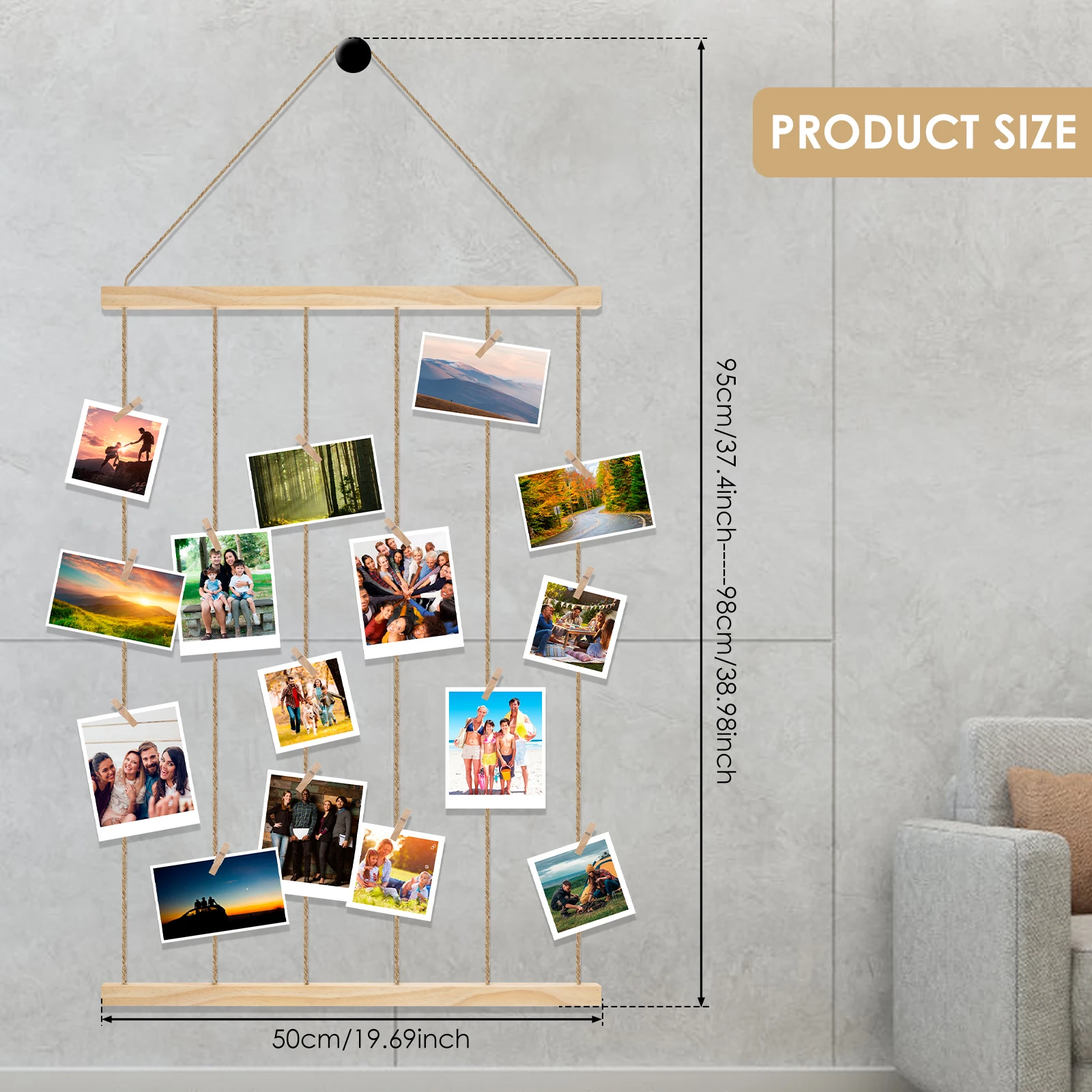 DIY Photo String Versatile LED Photo Hanging Display Picture Frames Collage Wall Decor Install Sturdy Hanging Multiple Pictures