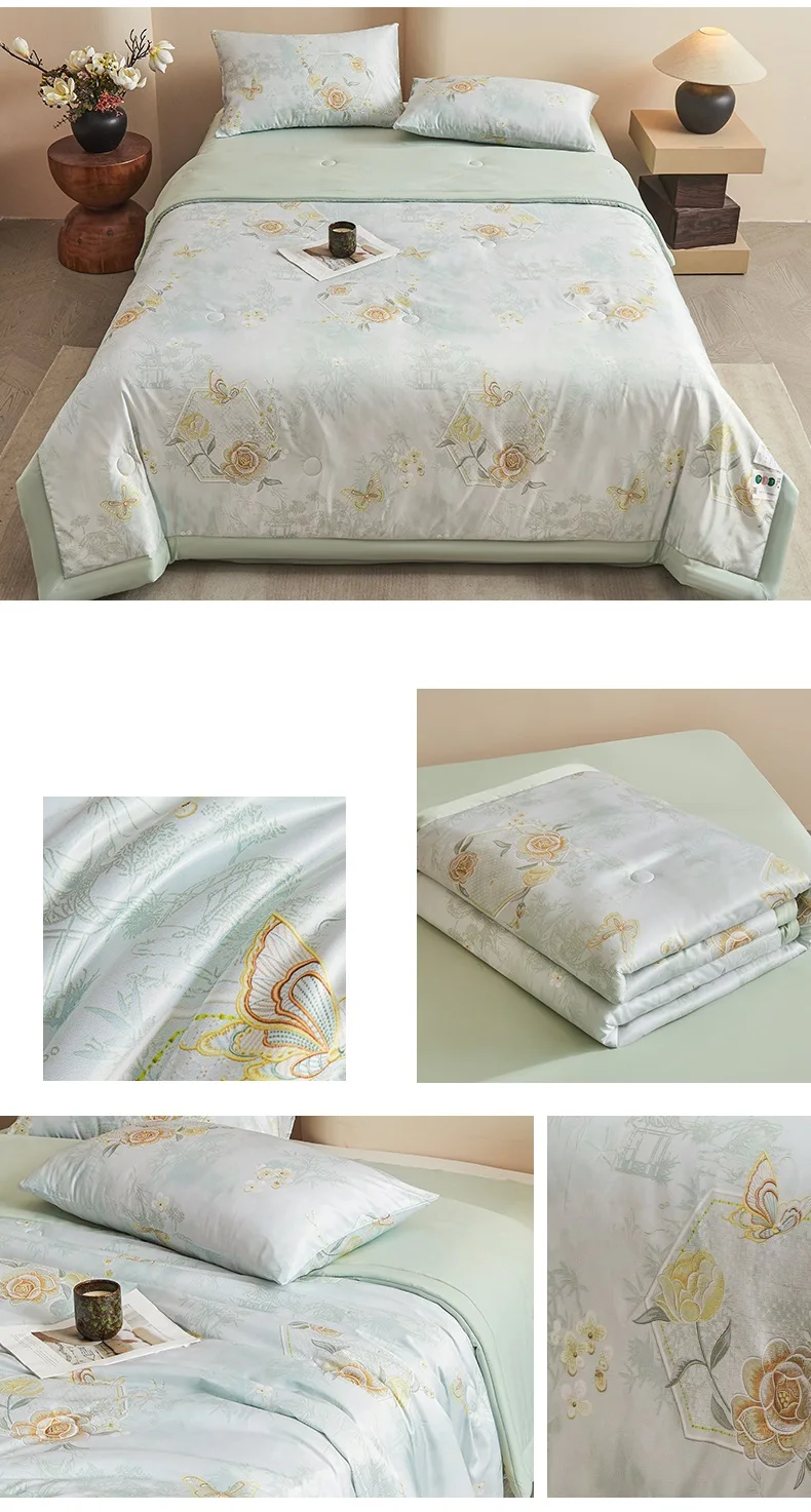 1pc Skin-friendly Quilts Soft Duvet Single/Double/Queen Size Comforter Quilted Blanket Home Bedspread 여름이불 (No Pillowcase)