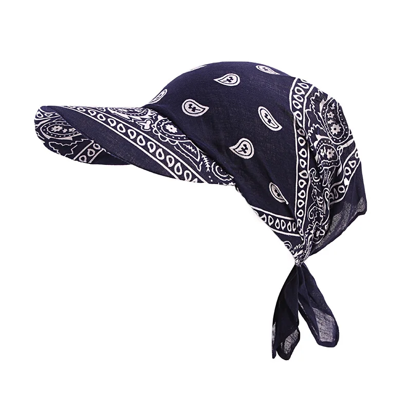 Sun Hats Womens Head Scarf Visor Hat Printed Headband Wide Brim Summer Beach UV Protection Female Baseball Cap