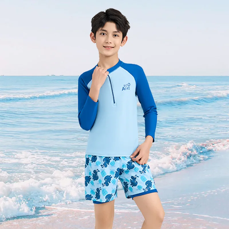 Swimming Suits For Boys Two Piece Swimsuit Children Kids Swimwear Teenage Beachwear Fast Dry Big Size Swim Trunks