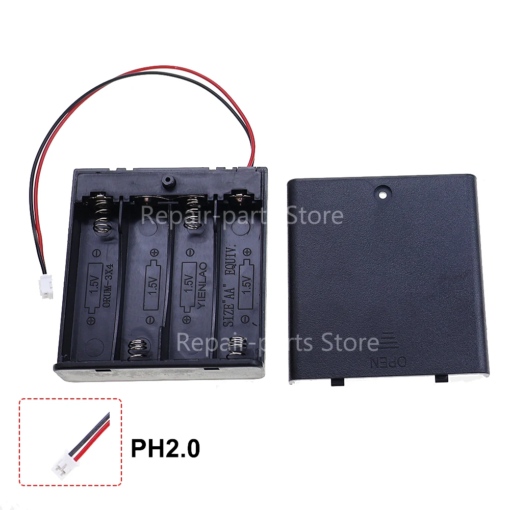 4Slot AA Batterie Halter Lagerung Fall Box Mit Schalter & Abdeckung Für AA Batterien Standard Container PH2.0 XH2.54 5,5X2,1 MM USB 2,0 – Detail 4