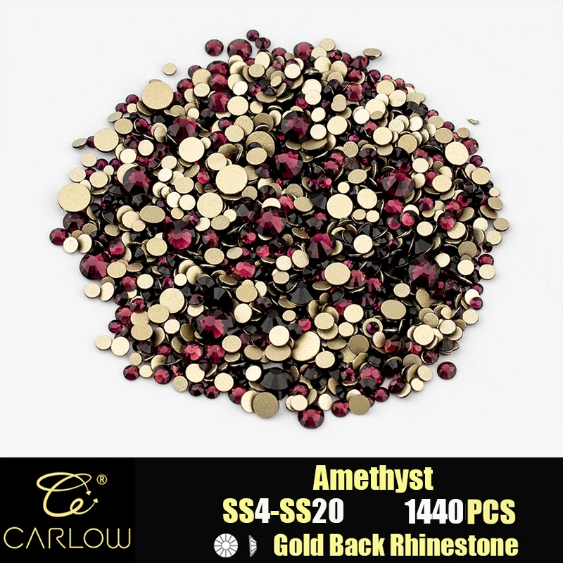 Shiny Gold Back Glass Crystal Rhinestones for DIY Crafts and Nail Art - 1440 Pieces