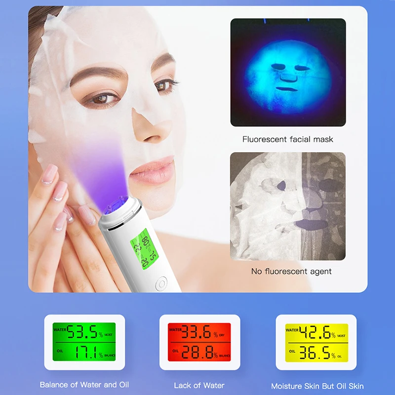 LCD Digital Skin Detector Pen Face Skin Tester Skin Smart Water Oil Fluorescent Content Facial Moisture Analyzer Skin Care Tools