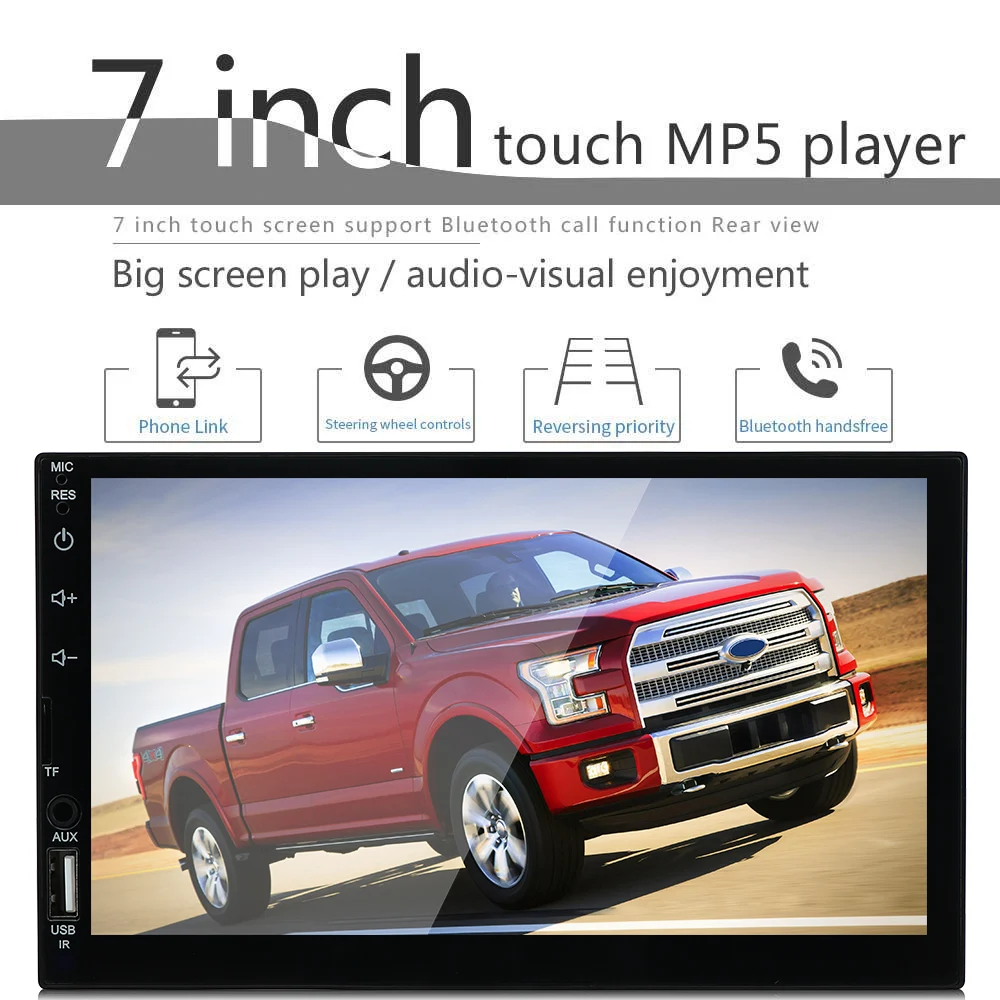 

2Din Double Spindle Short MP5 Player 7023B Car Radio Capacitive Screen 7 inch Car Bluetooth Reversing