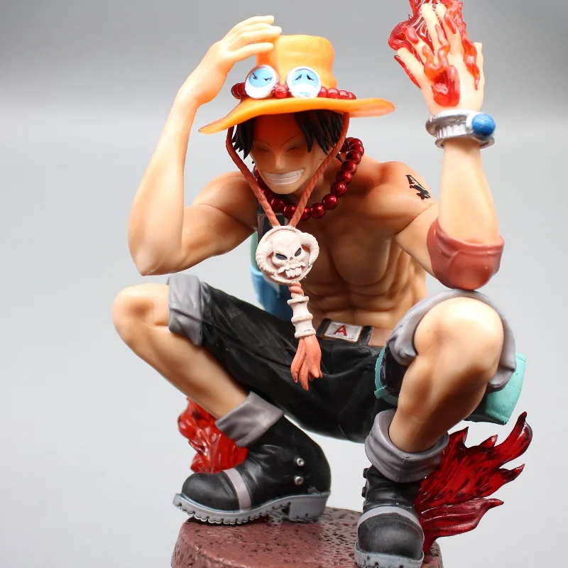 

25cm One Piece Fire Fist Ace GK AO Crouching Wooden Box Wine Barrel Action Figure Model Ornament Statue Animation Doll Toy Gifts