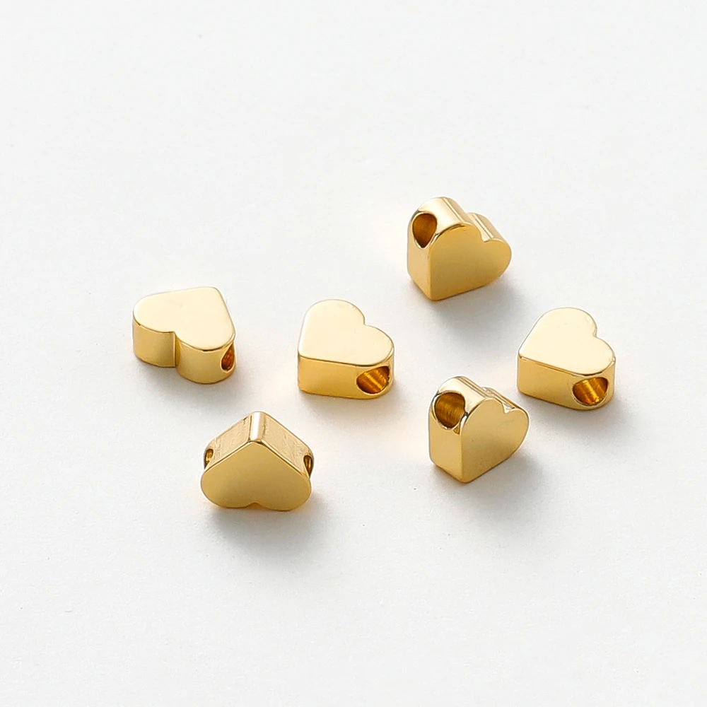 

20pcs 6MM 18K Gold Color Plated Brass Heart Spacer Beads Bracelet Beads High Quality DIY Jewelry Accessories Wholesale