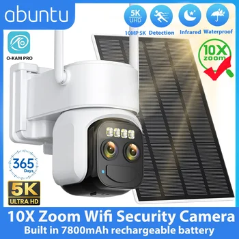 10MP 5K Wifi Security Camera Solar Outdoor 10X Digital Zoom Wireless Surveillance Camera Auto Tracking PIR Human Detection O-KAM 1