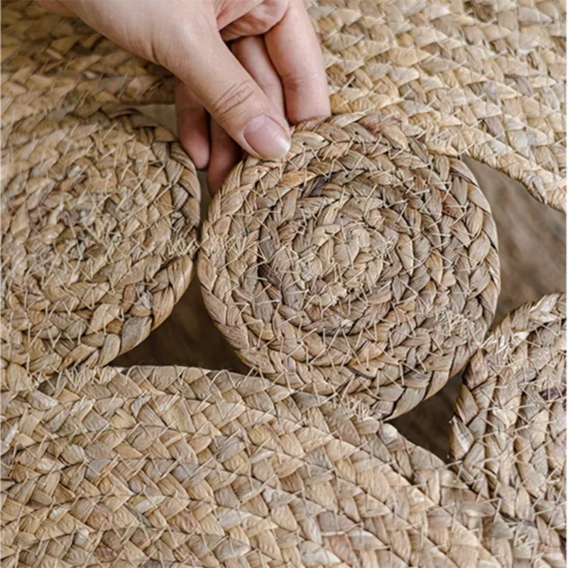 Woven Round Mat 100% Plants Carpets For Living Room Bedroom Decor Home Decoration Floor Mats Natural Rattan Grass Rugs 6