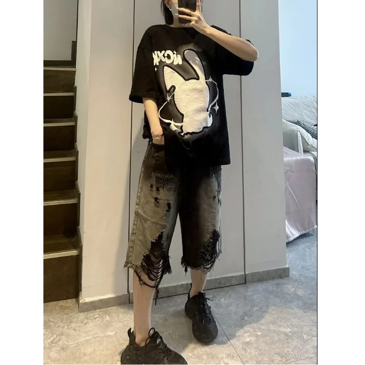 Vintage Black Denim Shorts 6