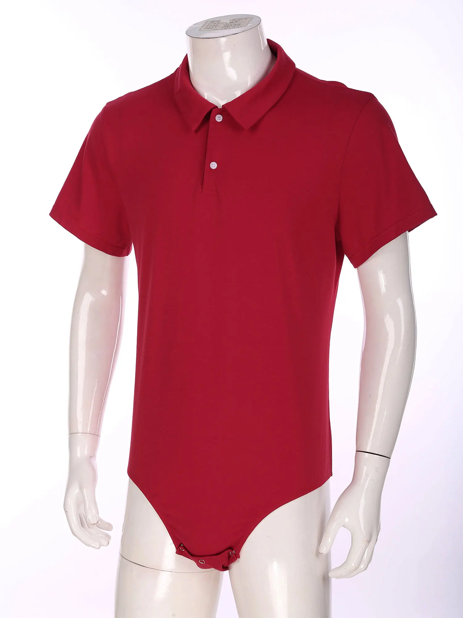 Mens One Piece Swimsuit Shirt Bodysuit for Diaper Lovers Adult Babies Short Sleeve Turn-down Collar Press Button Crotch Romper Pajamas