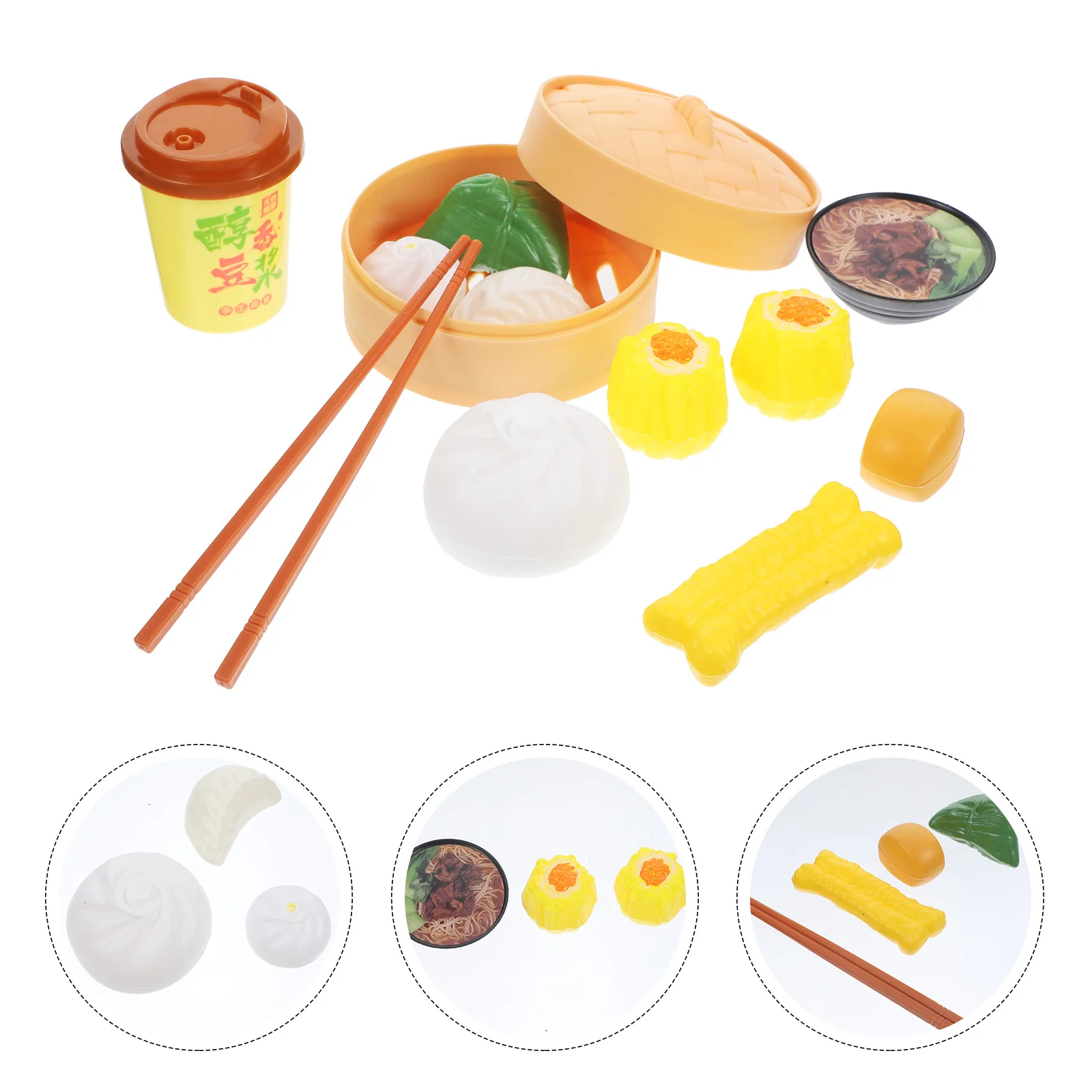 

2 Set Asian Food Playset Pretend Kitchen Toys for Girls Cooking Utensil Kid Gift Chinese Kids Steamer
