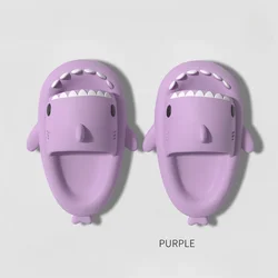 Cartoon Shark Slippers - Unisex Summer Fashion Slides - 36-37 (Purple)