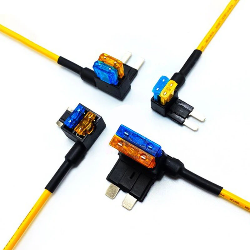12V Fuse Holder Add-a-circuit TAP Adapter Micro Mini Standard Ford ATM APM Blade Auto Fuse with 10A Blade Car yellow line