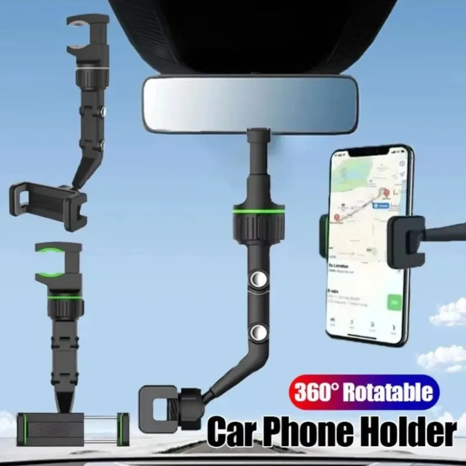 360&deg; Rotating Car Phone Holder Universal for All Auto Rearview Mirror Seat Clip phone holder