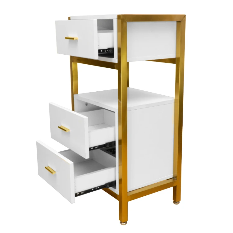 Barber Shop Tool Wood Cabinet Salon Furniture Trolley Durable Trolley Beauty Salon Equipment Storage Salon Trolley