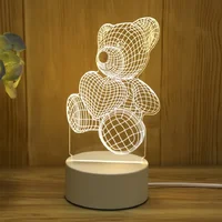 3D Creative Bear Lamp Acrylic USB LED Night Lights Lamp Home Bedroom Birthday Decoration & Wedding Gifts 1