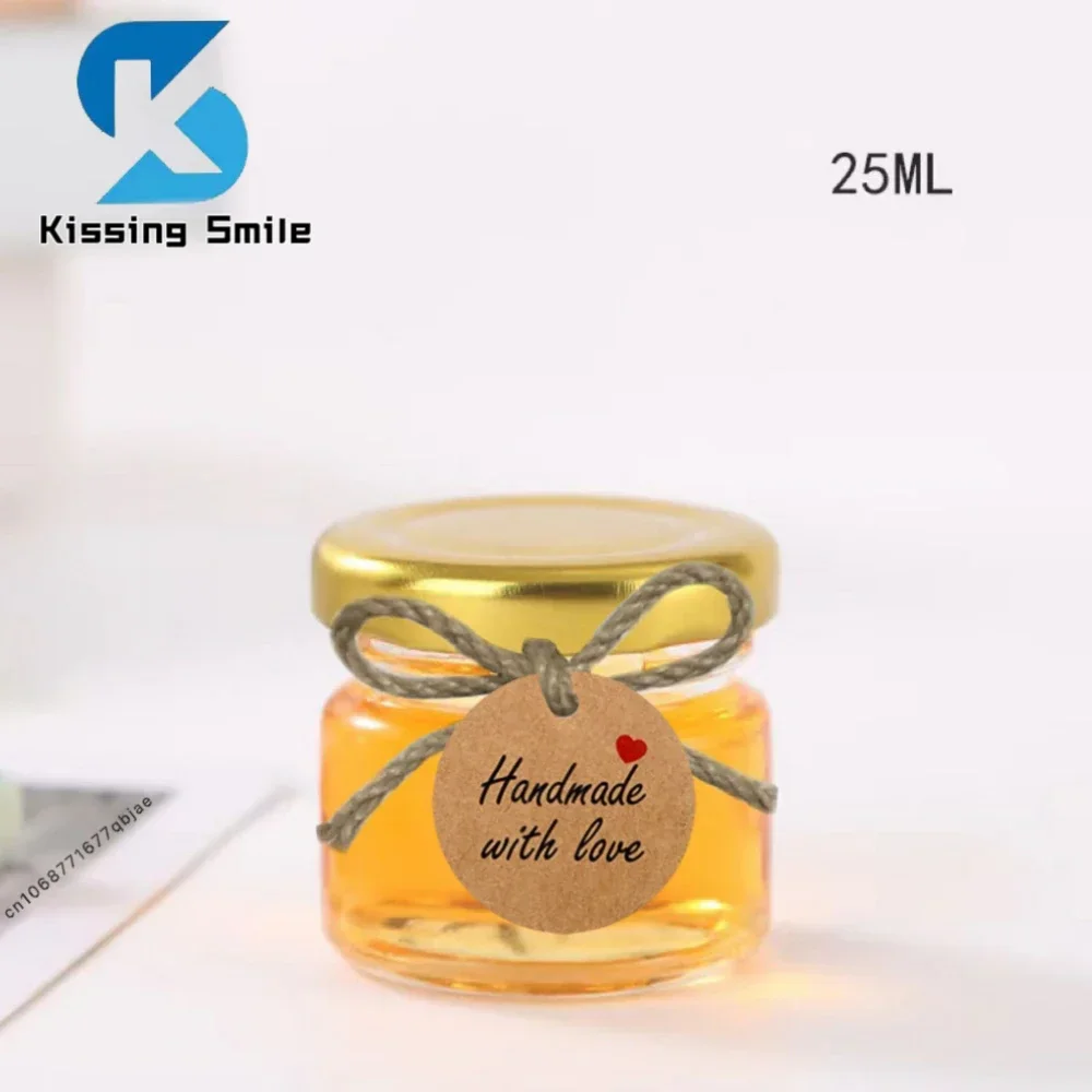 25ml Honey Pot Wedding Thank You Gift Jars with Lid Lable Paper Hang Tags for Handmade Items Mini Jam Container Glass Bottle 4