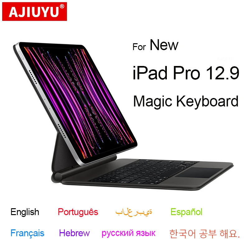 Magic Keyboard para Ipad Pro 12.9 Air 2023 2023 2023 Pro 11 Português Espanhol Russo Alemão Coreano Árabe Novo 2023